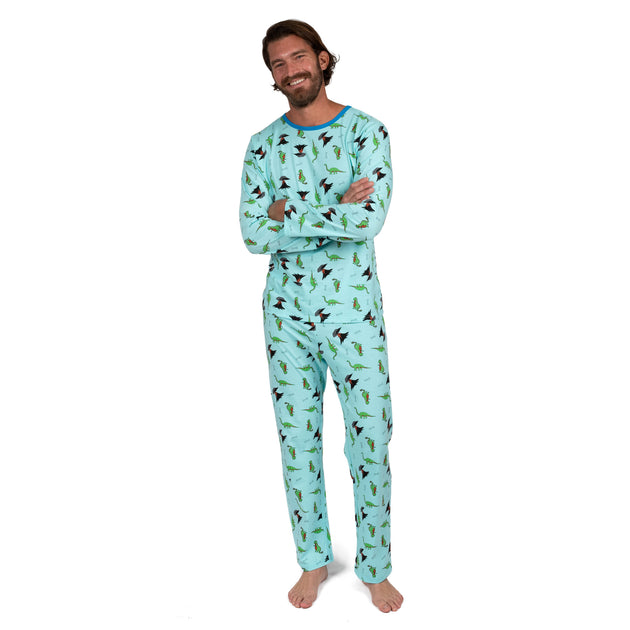 Leveret Mens Two Piece Cotton Pajamas Blue Large 2