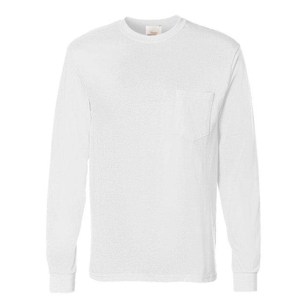 Hanes Authentic Long Sleeve Pocket T-Shirt White XXLarge 2