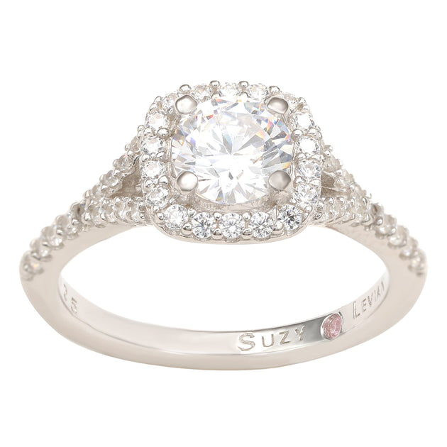 Suzy Levian Sterling Silver Cubic Zirconia Halo Ring Silver US 7.5 3