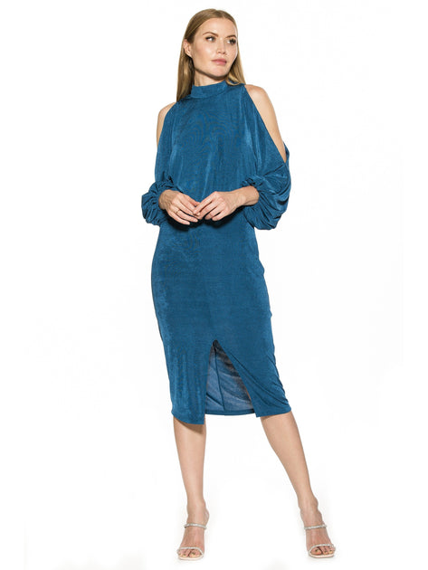 Alexia Admor Mockneck Fit and Flare Dress Brown XS 3