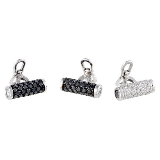 de Grisogono Accessoire 18K White Gold White and Black Diamonds Tuxedo Toggle Buttons Set White 2