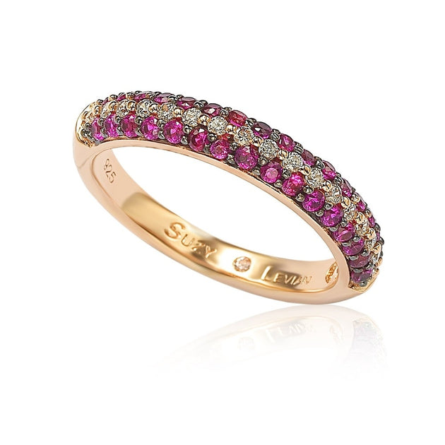 Suzy Levian Micro-Pave Half-Eternity Band Red US 5.5 2
