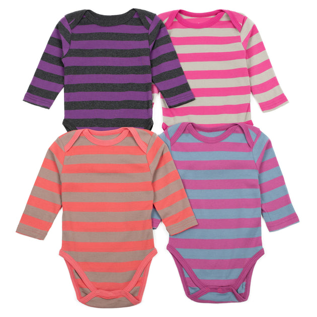 Leveret Baby Four Pack Long Sleeve Bodysuit Pink 0-3 Months 2