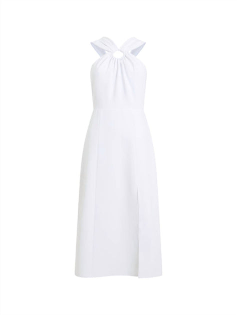 French Connection Echo Rec Crepe Halter Ring Dress White US 6 4