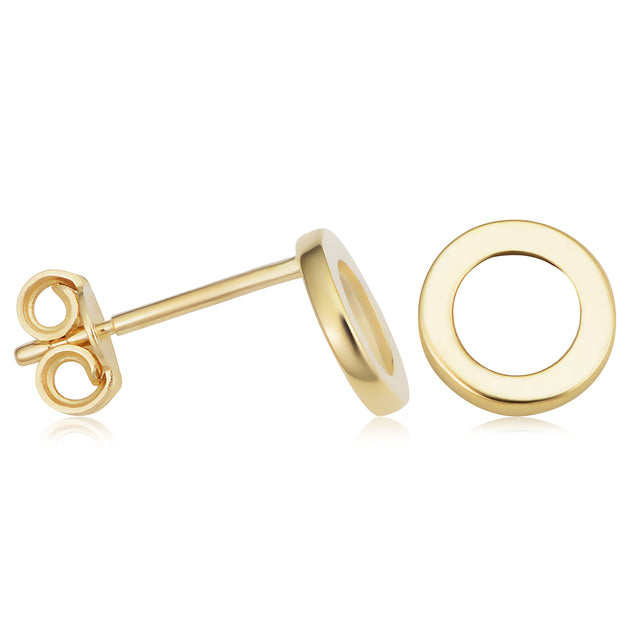 Fremada Minimalist Circle O Stud Earrings Yellow Gold 2