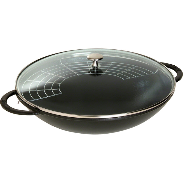 Staub Cast Iron Wok Matte Black 6 qt 2