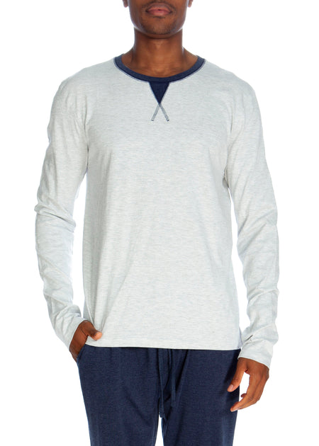 Unsimply Stitched Long Sleeve Contrast Crew Blue Medium 3