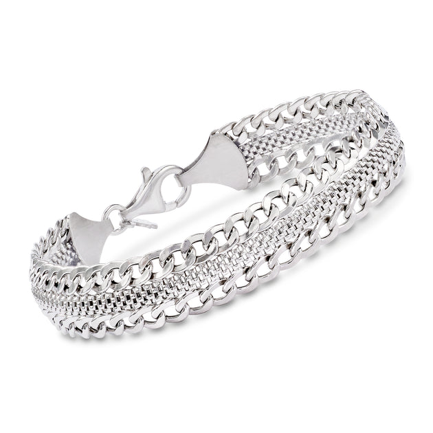 Ross-Simons Italian Sterling Silver Curb-Link Bracelet White 2