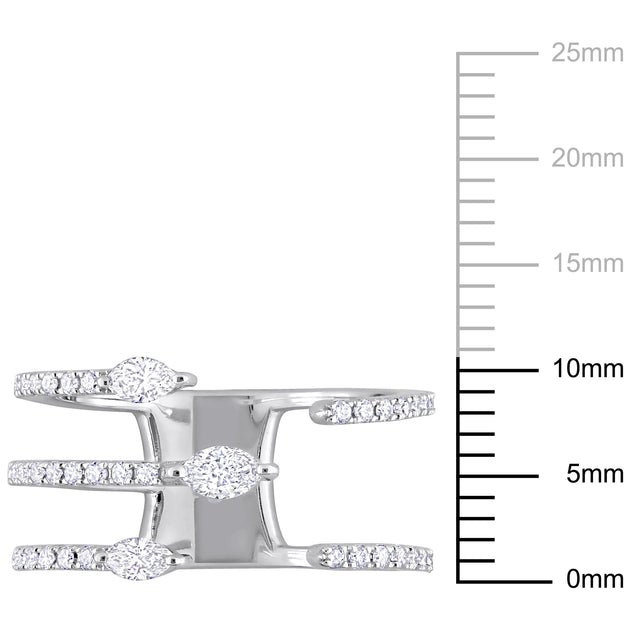 Mimi & Max Diamond Three-Row Ring Silver US 7 4