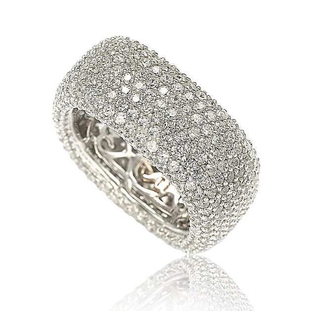 Suzy Levian Eternity Ring Sterling Silver White US 9 2