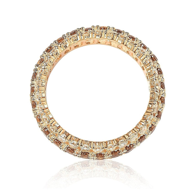 Suzy Levian Rosed Sterling Silver Cubic Zirconia Eternity Band Brown US 8 4