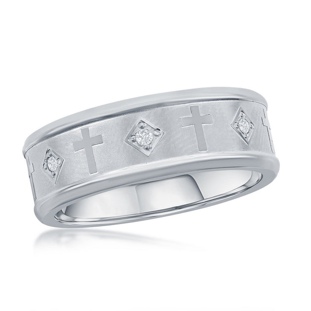 Blackjack Cross Ring Silver US 11 2