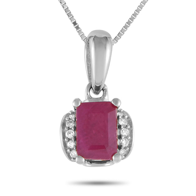 LB Exclusive PD4-16049WRU Diamond and Ruby Pendant Necklace White Gold Female 2
