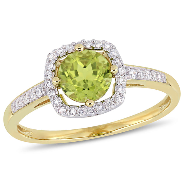 Mimi & Max Peridot Diamond Halo Ring Green US 6 2