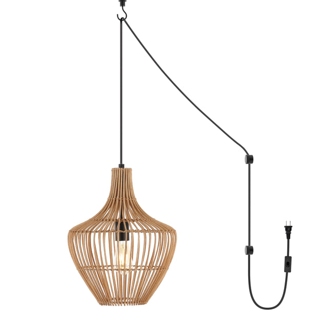 Jonathan Y Lucas 1-Light Rattan Pendant 3