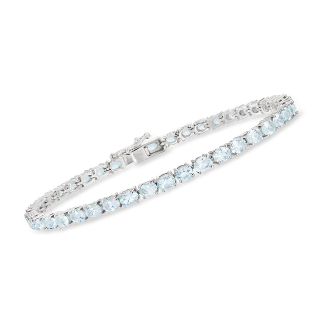 Ross-Simons Aquamarine Tennis Bracelet Silver 2