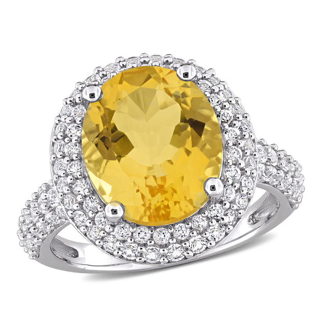 Mimi & Max Oval-Cut Citrine and White Topaz Ring Gold US 5 2