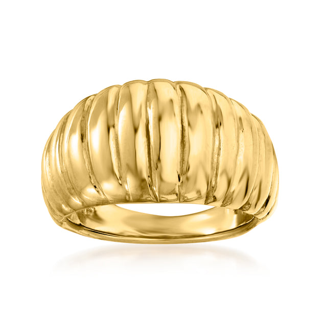 Ross-Simons Italian 18kt Yellow Gold Electroform Ribbed Dome Ring Gold US 8 2