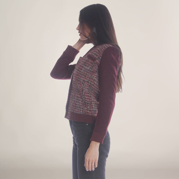Members Only Women's Tweed Varsity Jacket Grey XS 4