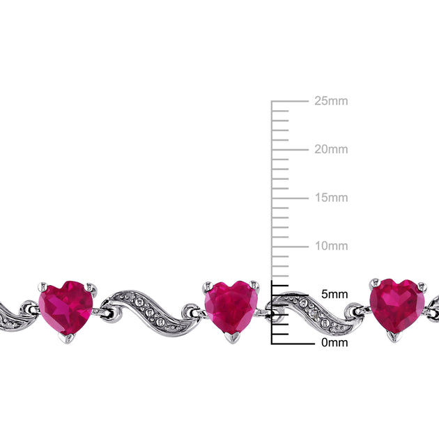 Mimi & Max Heart Shaped Created Ruby Sterling Silver Bracelet Red 7 inches 4