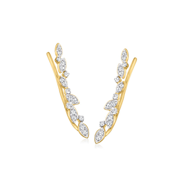 Puces d'oreilles escaladeurs Ross-Simons Pure Diamant Feuilles Or Blanc 2