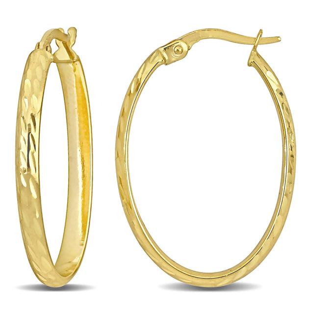 Mimi & Max 29mm Oval Textured Hoop Earrings Gold 2