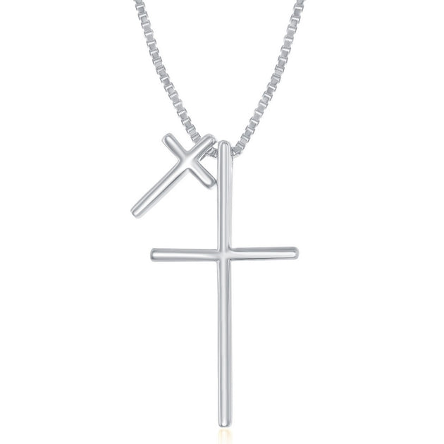 Simona Double Cross Necklace Rose Gold Plated 4