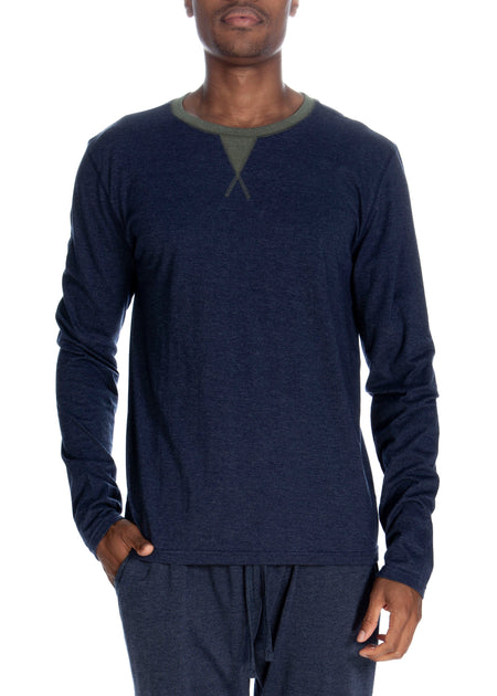 Unsimply Stitched Long Sleeve Contrast Crew Blue Medium 5