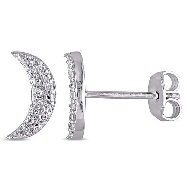 Mimi & Max Diamond Crescent Earrings Silver 2