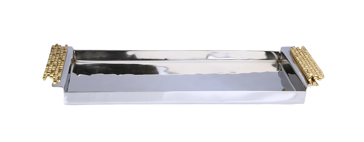 Classic Touch Decor Rectangular Tray With Mosaic Handles 2