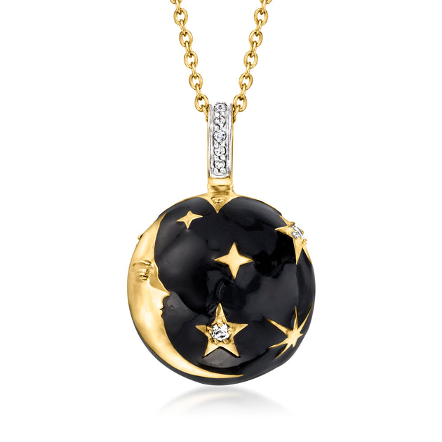 Ross-Simons Moon and Stars Pendant Necklace Black 2