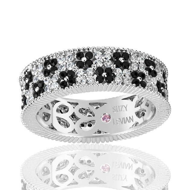 Suzy Levian Floral Eternity Band Black US 9 3