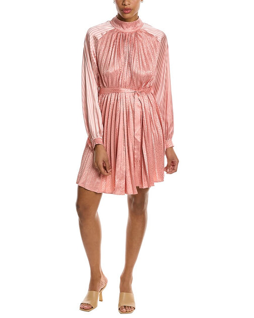 accordion pleat mini dress Beautiful Night Accordion-Pleated Mini Dress Black / S