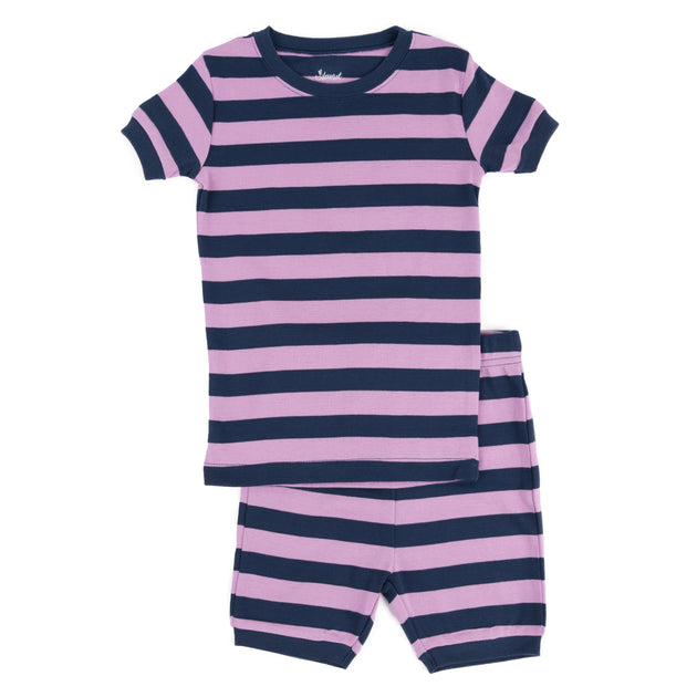 Leveret Kids Two Piece Cotton Short Pajamas Striped Red US 10 4