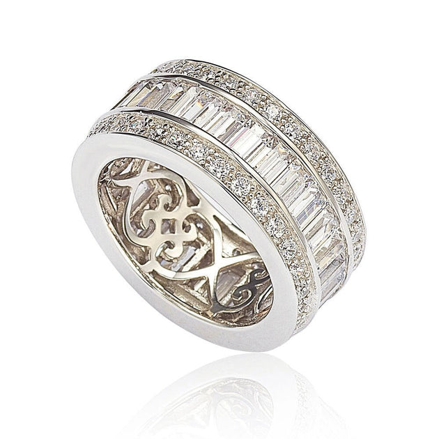 Suzy Levian Sterling Silver Cubic Zirconia White Baguette Modern