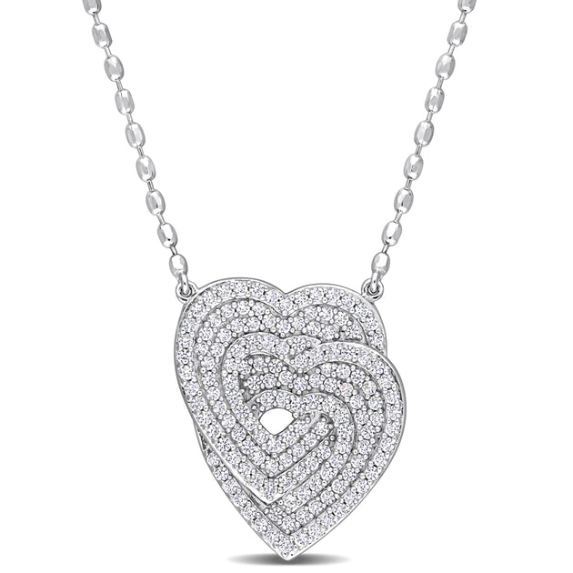 Mimi & Max Interlocking Hearts Pendant Silver 2