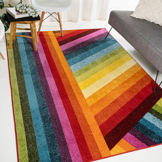 Jonathan Y Retro Rainbow Stripe Multi Area Rug 3