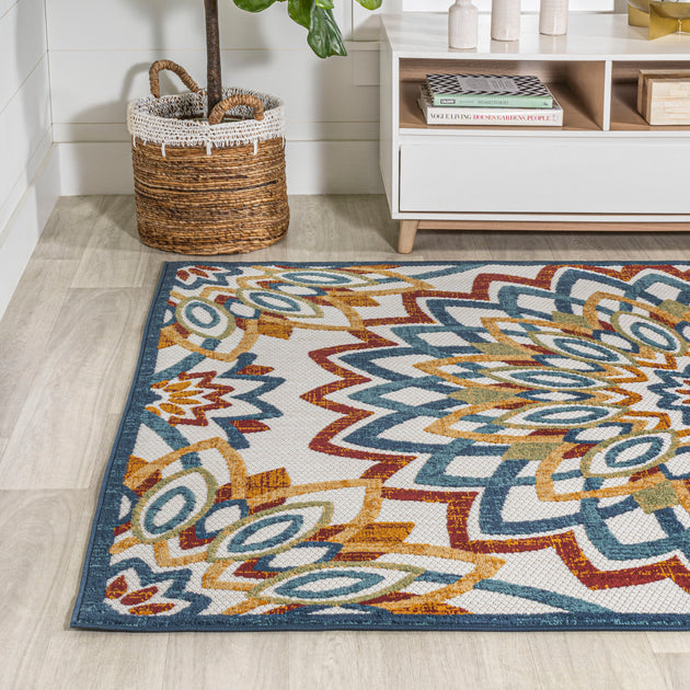 Jonathan Y Flora Abstract Mandala Area Rug Red/Blue/Yellow 4