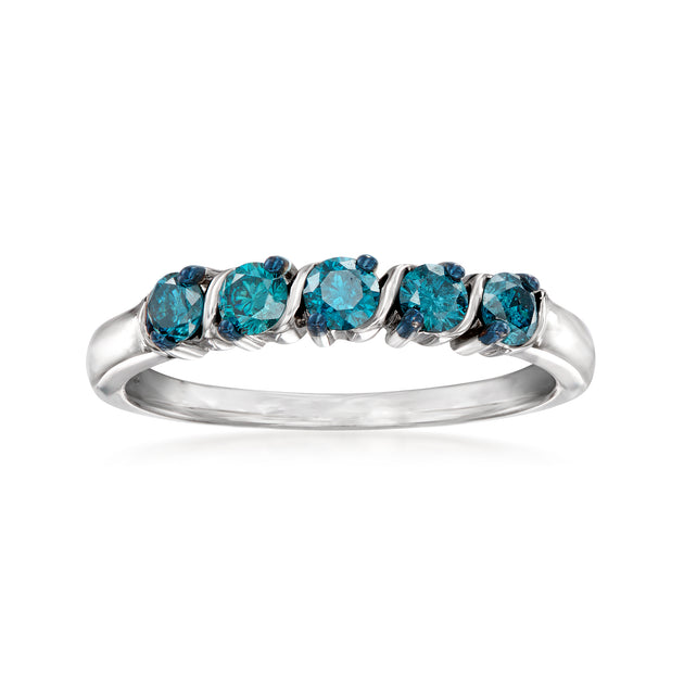 Ross-Simons Blue Diamond 5-Stone Ring Blue US 7 2