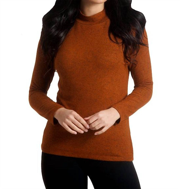 french kyss Supersoft Mock Neck Pullover Brown Small 2