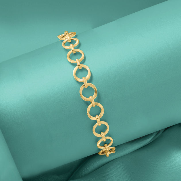 Ross-Simons Circle-Link Bracelet Yellow Gold White 5