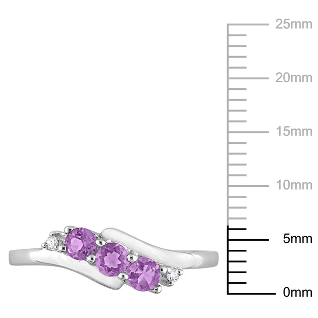 Mimi & Max Diamond and Amethyst 3-Stone Ring Purple US 10 4