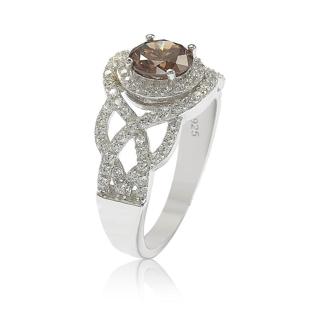 Suzy Levian Crossover Bridal Ring Brown US 6 4
