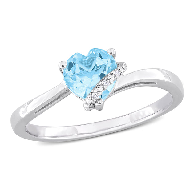Mimi & Max Heart Shape Sky Blue Topaz Diamond Accent Wrap Ring Blue US 6 2