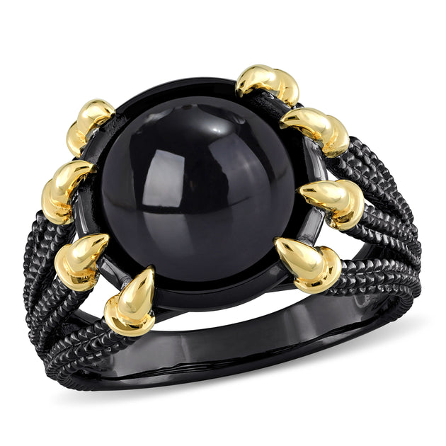 Mimi & Max Black Agate Split-Shank Men's Ring Black US 10 2