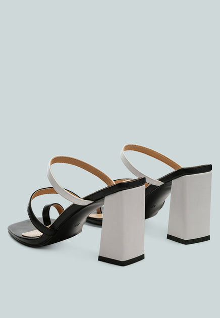 London Rag Marve Block Heel Thong Sandals Black US 5 3