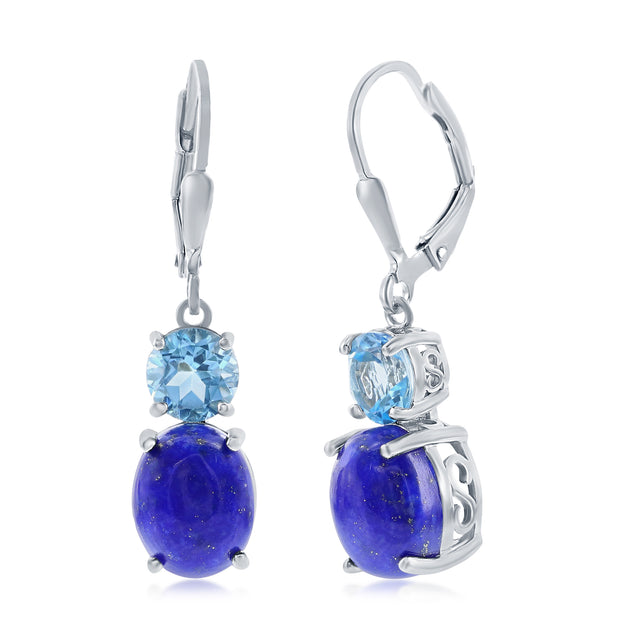 Simona Oval Lapis Blue Topaz Earrings Blue 2