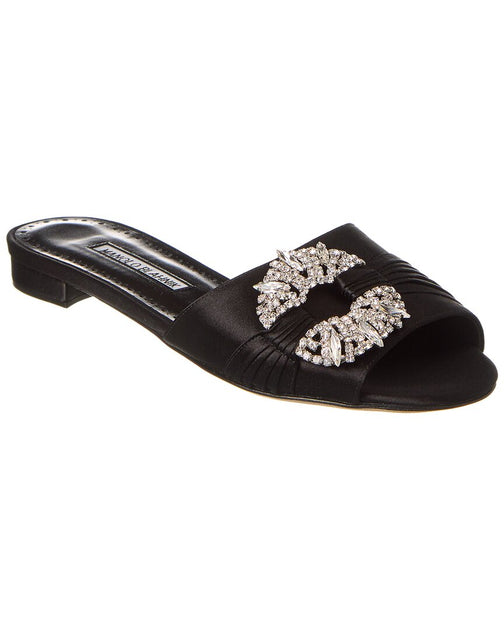 Manolo Blahnik Pralina Satin Flat Black EU 36 2
