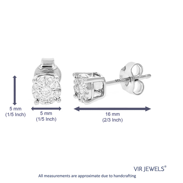 Vir Jewels Lab Grown Diamond Stud Earrings Silver 3