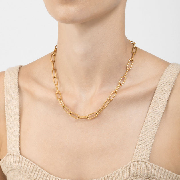 Adornia Wide Chunky Paper Clip Chain Gold 3
